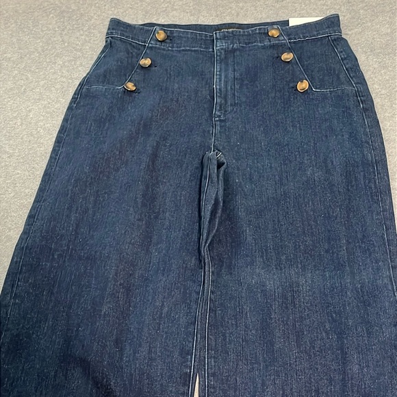 Wide Leg High Rise Jeans Womens Size 12 Coastal Sailor Nautical Ankle - Picture 10 of 12